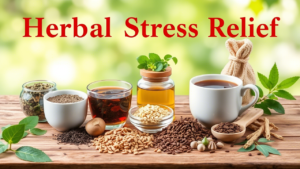 Selection of herbal supplements and teas for managing stress