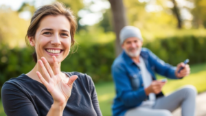 Smiling individual enjoying improved mobility after reducing stress