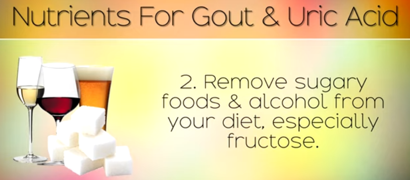 avoid sugary foods & alcohol as Natural Gout Treatment Remedies