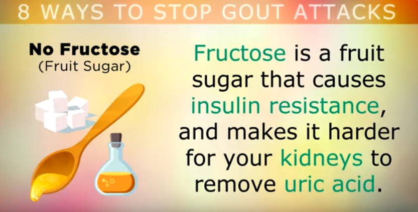 Elimination of fructose from the diet to avoid Gout Attacks